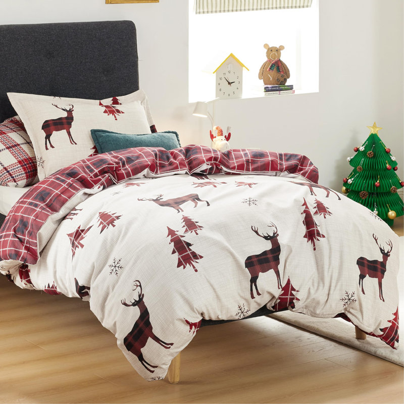 Ensemble de housse de couette - rouge neige 68x90 US, Lit simple, Rouge Savvy