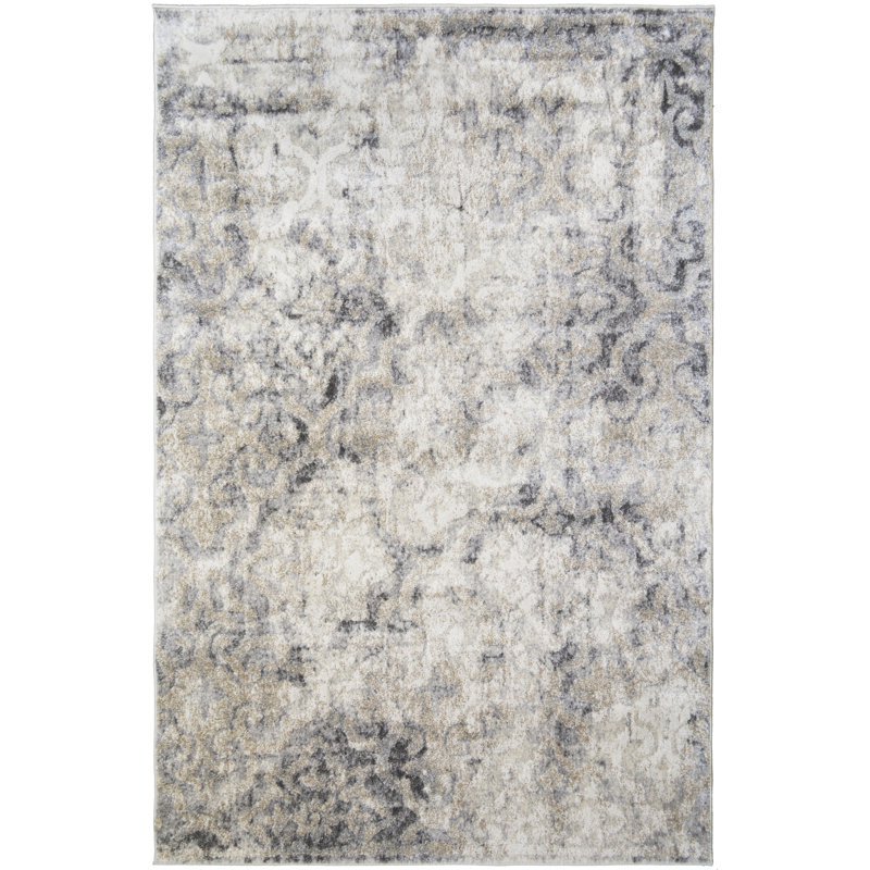 Tapis gris à motif abstrait Bax, Rectangle 7 pi 10 po x 9 pi 10 po