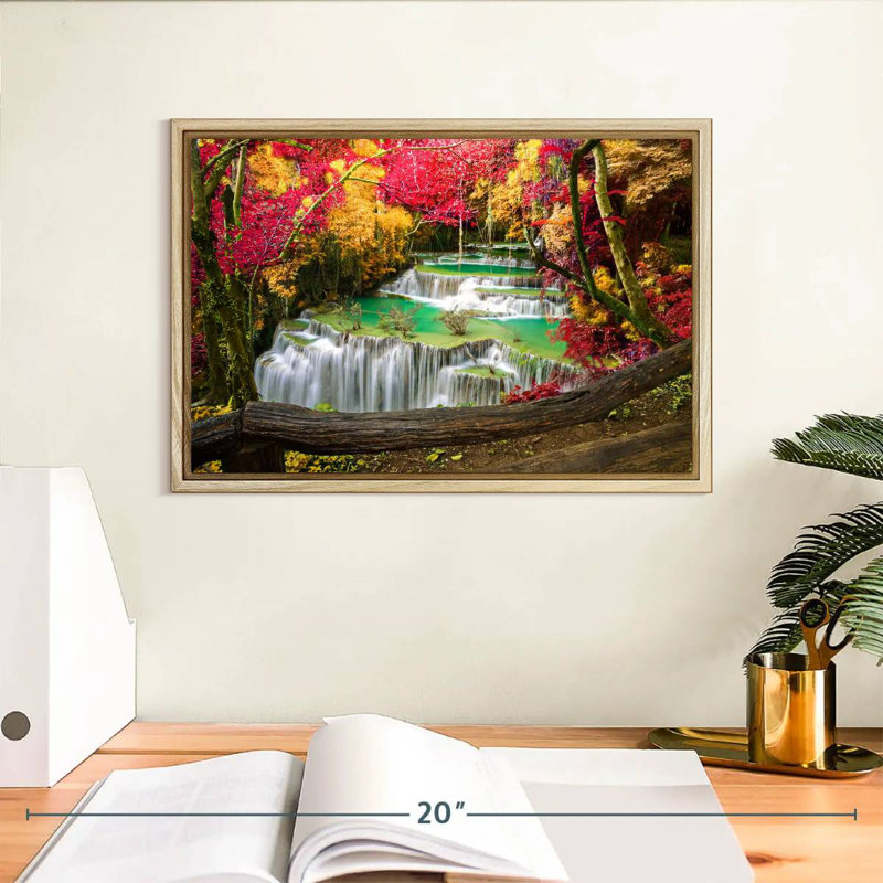 Cascade Huai Mae Khamin, Cadre flottant en bois naturel, 13 po x 9 po