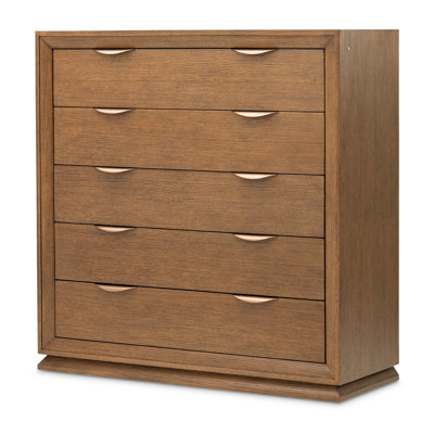 Commode à 5 tiroirs Portrait avec lumières DEL - Brun Sienne