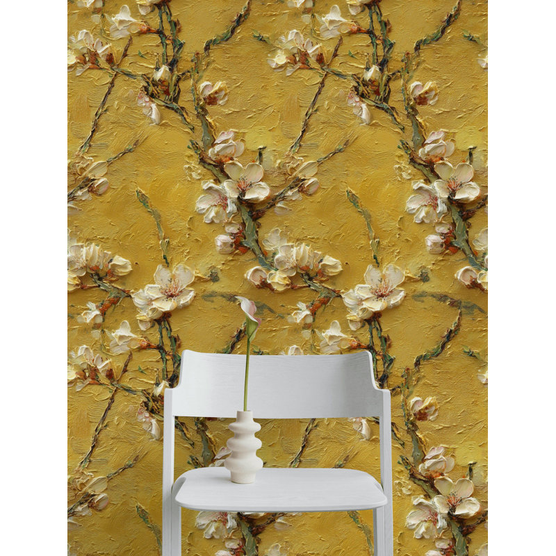 Adhésif décoratif floral doré doré