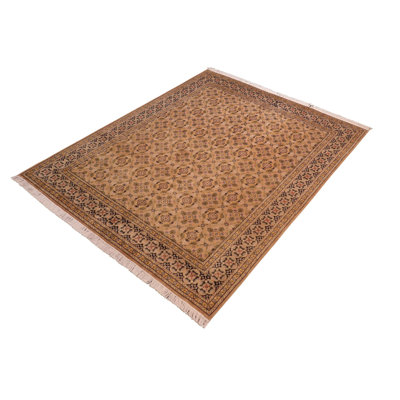 Tapis brun / noir en laine noué à la main à motif oriental de 8 pi 1 po x 10 pi 1 po Ozvaldo