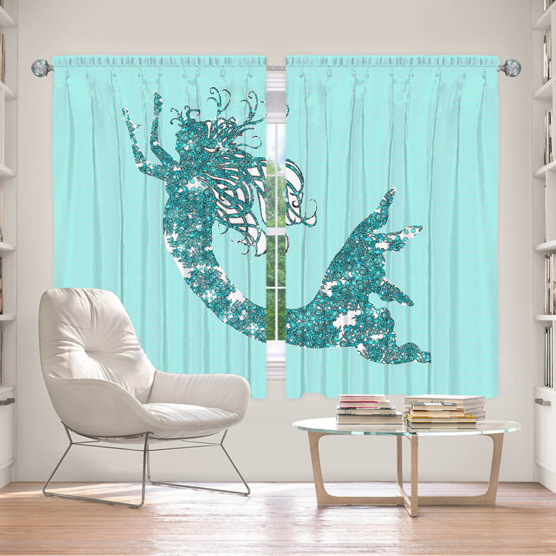Paire de rideaux obscurcissant en polyester Rossy, L 40 po x L 61 po, Turquoise