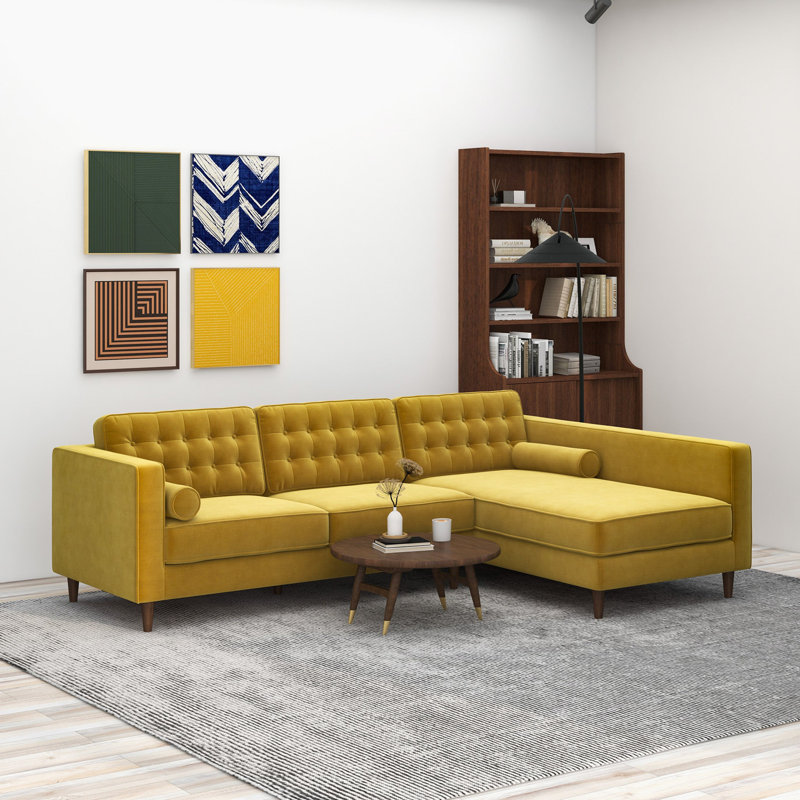 Canapé Moderne, Velours jaune