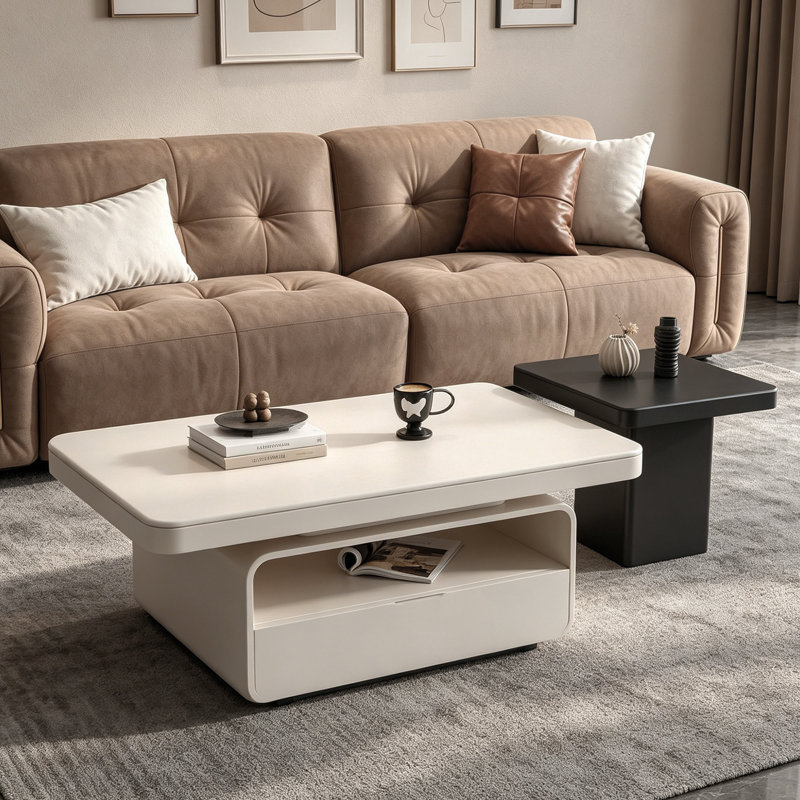 Ensemble de tables basses Living Room, White, 16.53" H x 43.3" W x 23.62" D