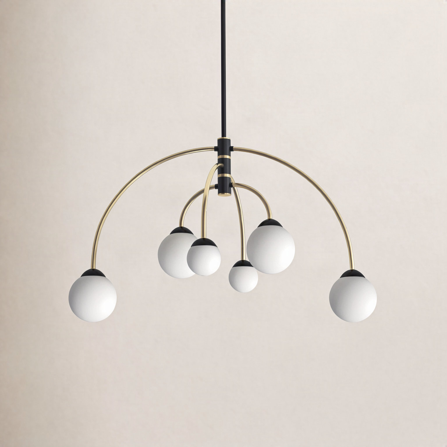 Everard 6 - Light Dimmable Chandelier, Matte Black/Brass