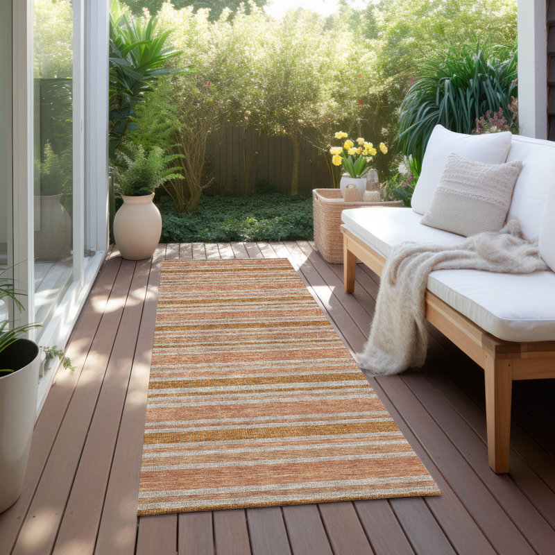 Kinslee Washable Striped Indoor / Outdoor Rug, Runner 2'3" x 7'6"