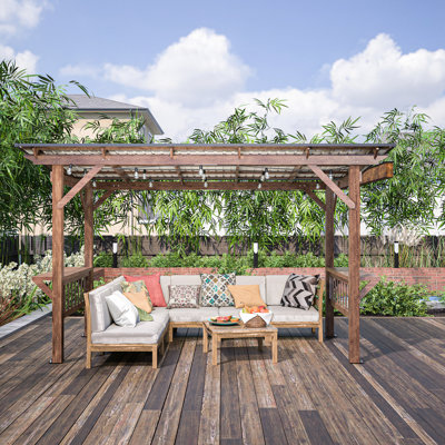 Choose Your Perfect Gazebo: 13' X 6.5' Wooden With Metal Roof & Counters Pergola Grill Gazebo Elegant