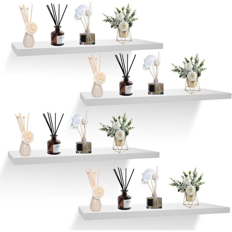Ragiu 4 Piece Floating Shelf, White, 40cm x 20cm x 1.6cm
