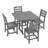 5-Piece Outdoor Patio HDPE Dining Set, Square Table With 4 Armchairs-1598390297