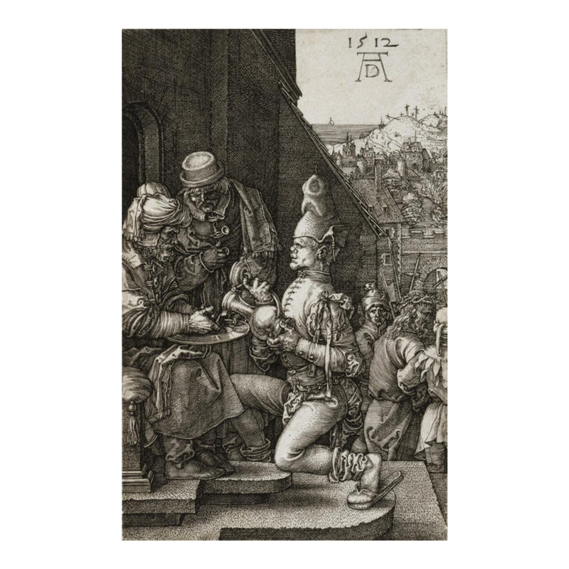 «Pilate lave ses mains» par Albrecht Dürer - Estampe numérique, H 20 po x l 16 po