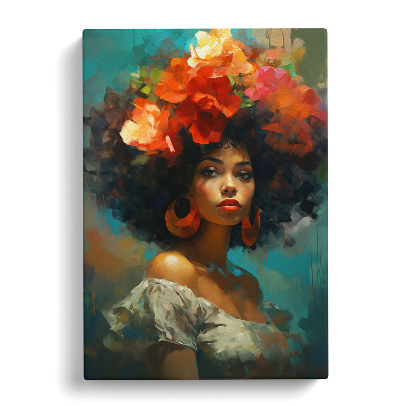 Woman With Curls Impressionism - Wrapped Canvas