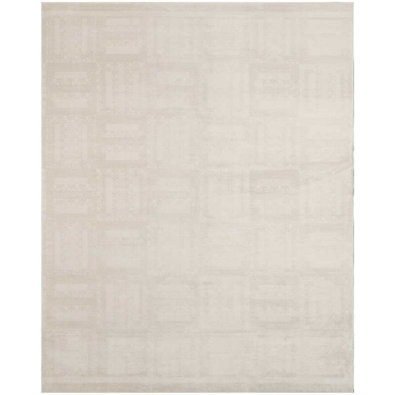 Tapis d'intérieur moderne ivoire Ebern Designs Reimann, Rectangulaire 8 pi x 10 pi