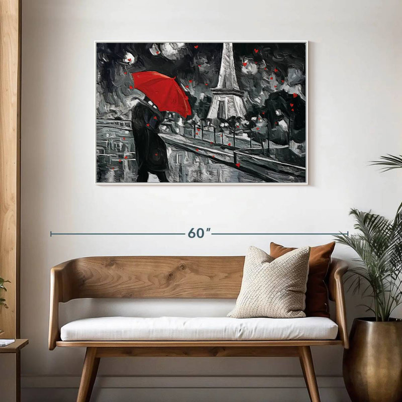 Paris Night Couple Pop, Cadre flottant blanc, 43 po x 29 po