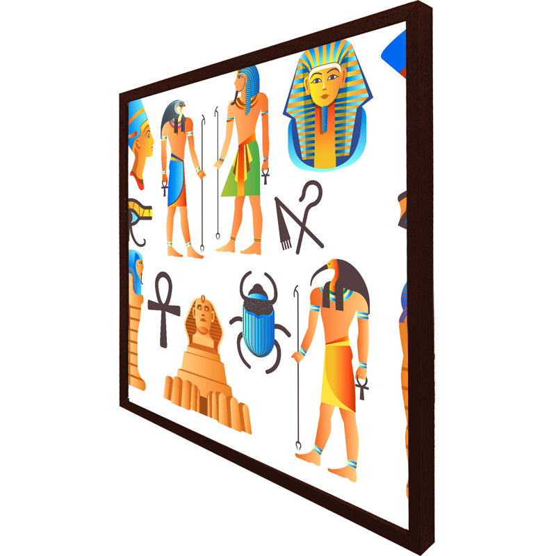 Bellfleur Egyptian Mythological Signs - Single Picture Frame Print, 76cm H x 76cm W x 4cm D, Brown Framed