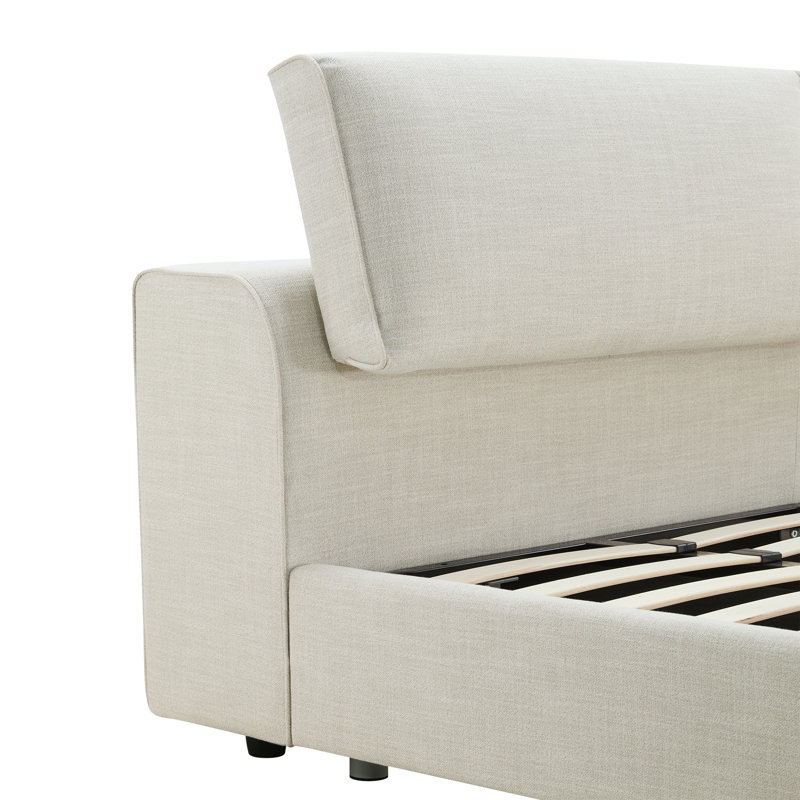 Amaryn Adjustable Pillow-Back Upholstered Platform Bed, King