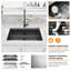 Robinet tout-en-un noir, évier de cuisine encastré 304T-88419454
