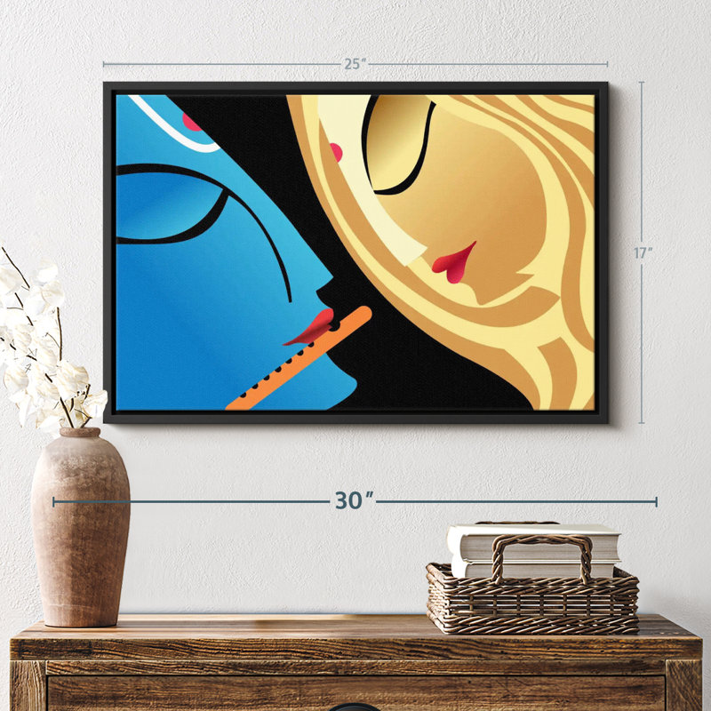 Impression sur toile Krishna Madhubani, H 17 po x l 25 po