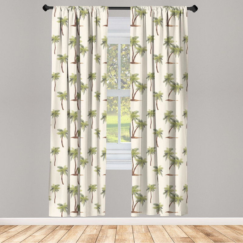 Hawaii Repetitive Jungle Trees Semi-Sheer Rod Pocket Sliding Panels, 28" x 95"
