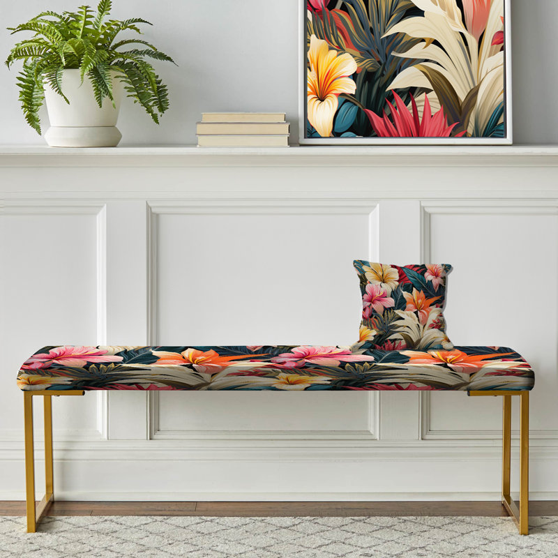 Motif botanique tropical moderne - banc rembourré or botanique