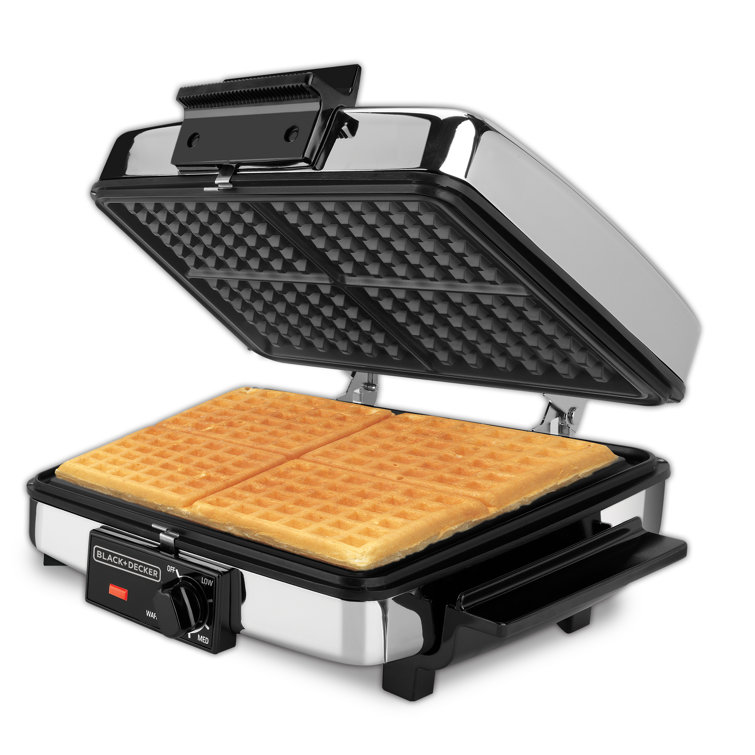 Black and Decker 3-in-1 Morning Meal Station Electric Waffle Maker Compact  Grill in Black