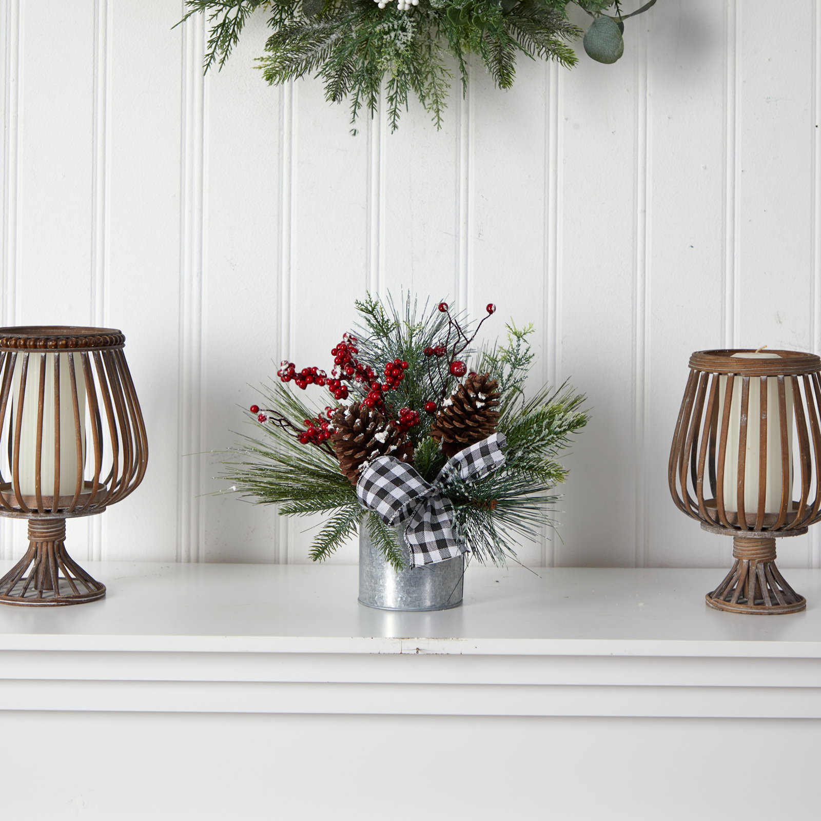 12'' Faux Pine Plant in Decorative Vase