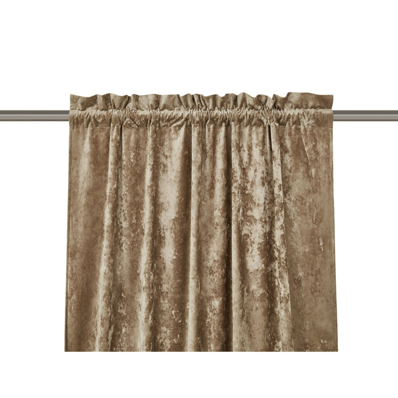 Tan Velvet Room-Darkening Rod Pocket Window Panels