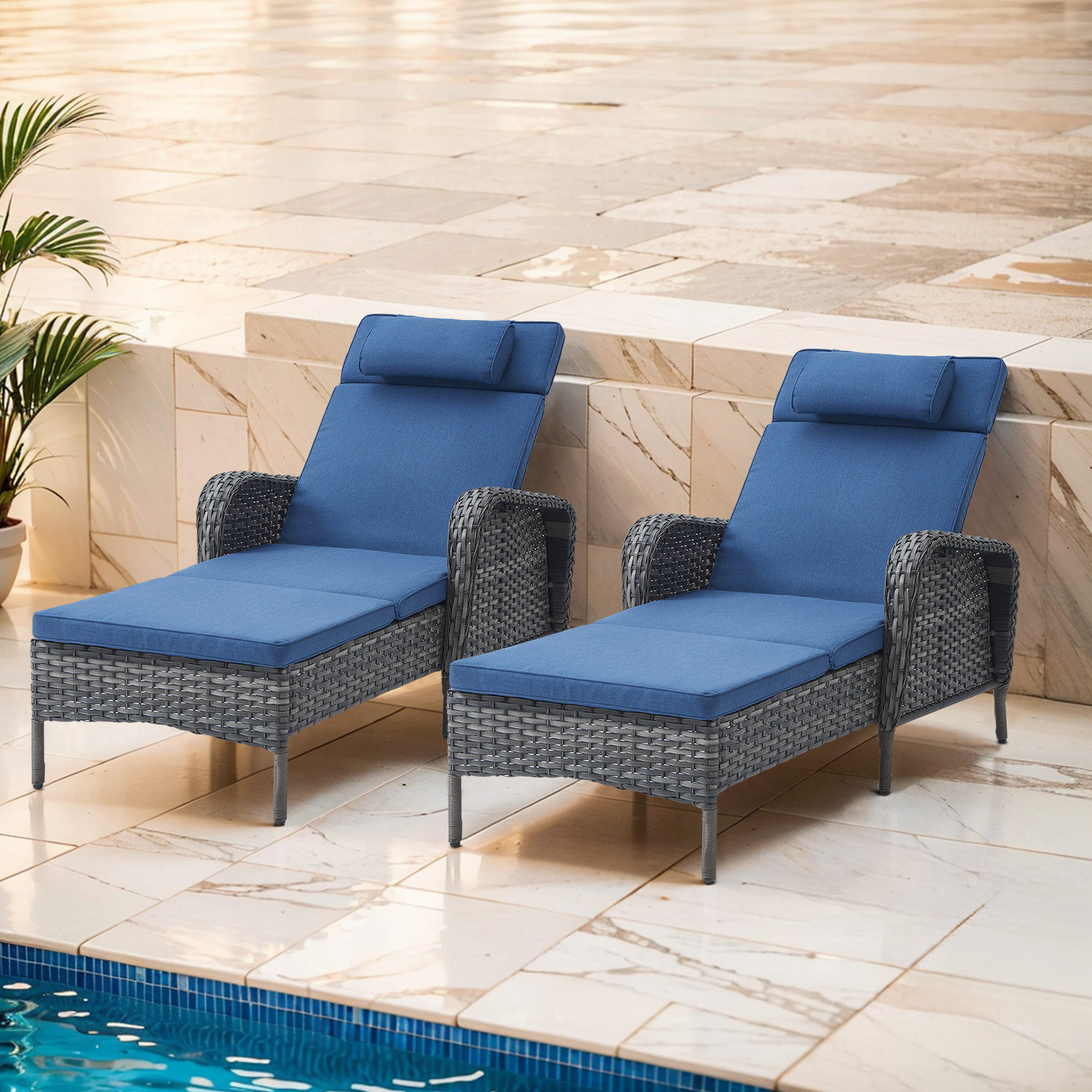 Red Barrel Studio Schutt Outdoor Reclining Chaise Lounge Chairs with ...