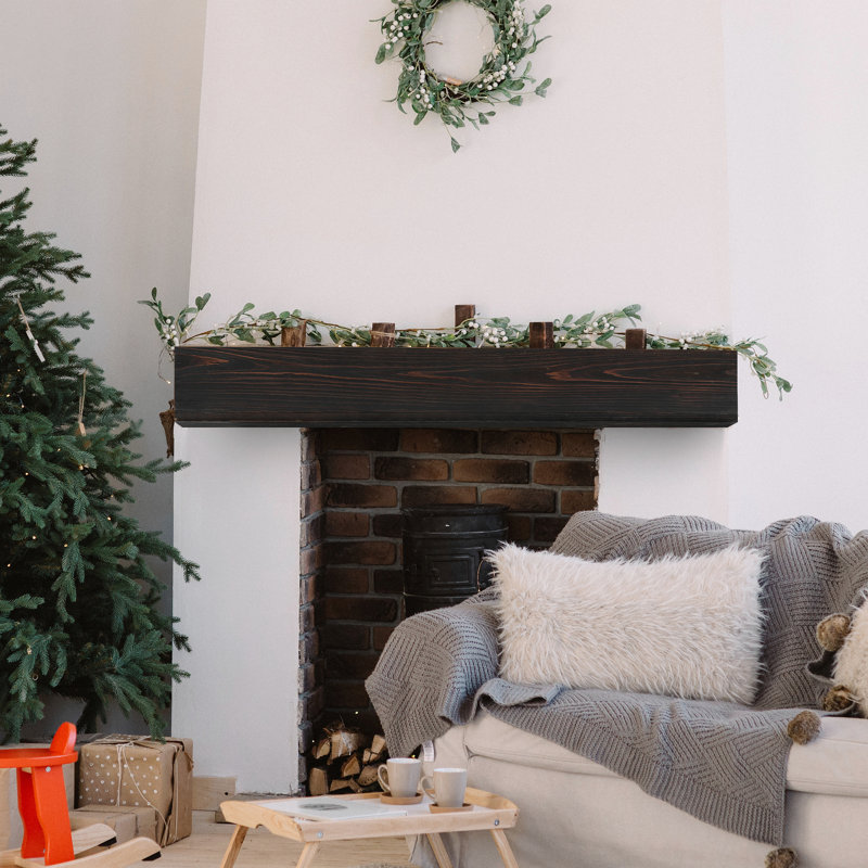 Rustic Wood Fireplace Mantel,Wall-Mounted & Floating Shelf For Home Decor, 6" H x 72" W x 9" D, Espresso