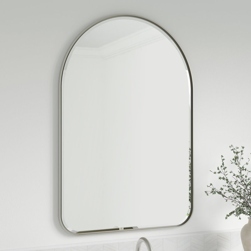 Miroir arqué 24 po Rohe, Nickel satiné
