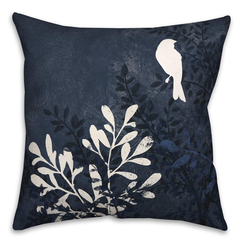 Floral Outdoor Reversible Throw Pillow, Blue