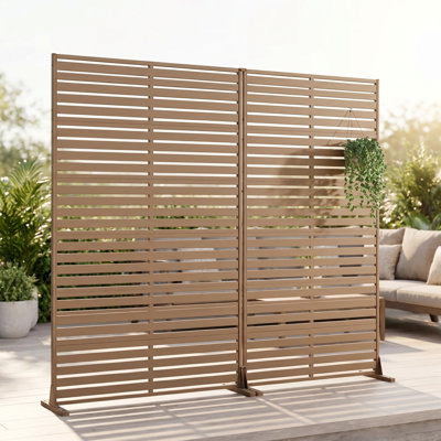 Terracotta Sand 6-Panel Room Divider, Louvered Folding Privacy Screen Partition
