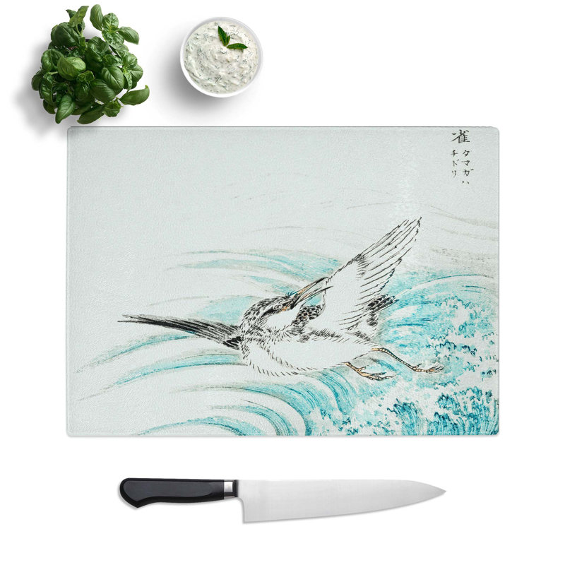 Tempered Glass Plover Bird by Numata Kashu Chopping Board, 39 cm W x 28.5 cm L