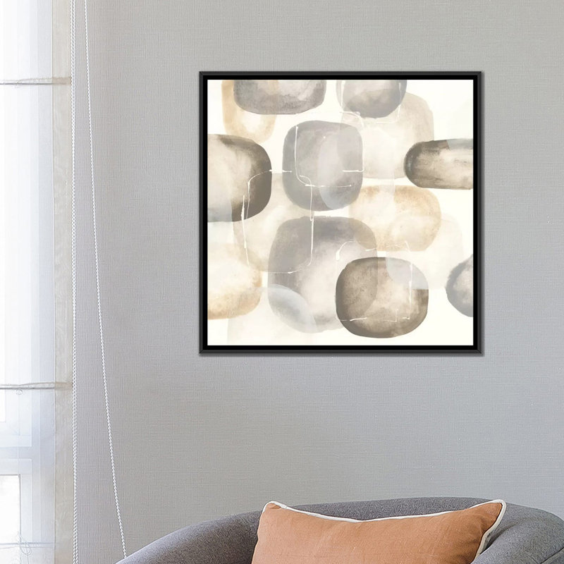 « iii », impression sur toile tendue Neutral Stones, H 26 po x l 26 po x P 1,5 po, Toile encadrée noire, Pas de tapis
