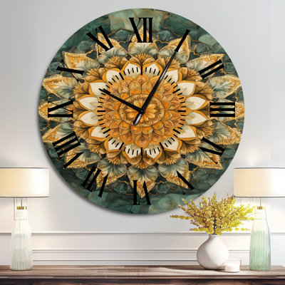 Mandala of Inner Balance - Gold Boho Silent Metal Wall Clock