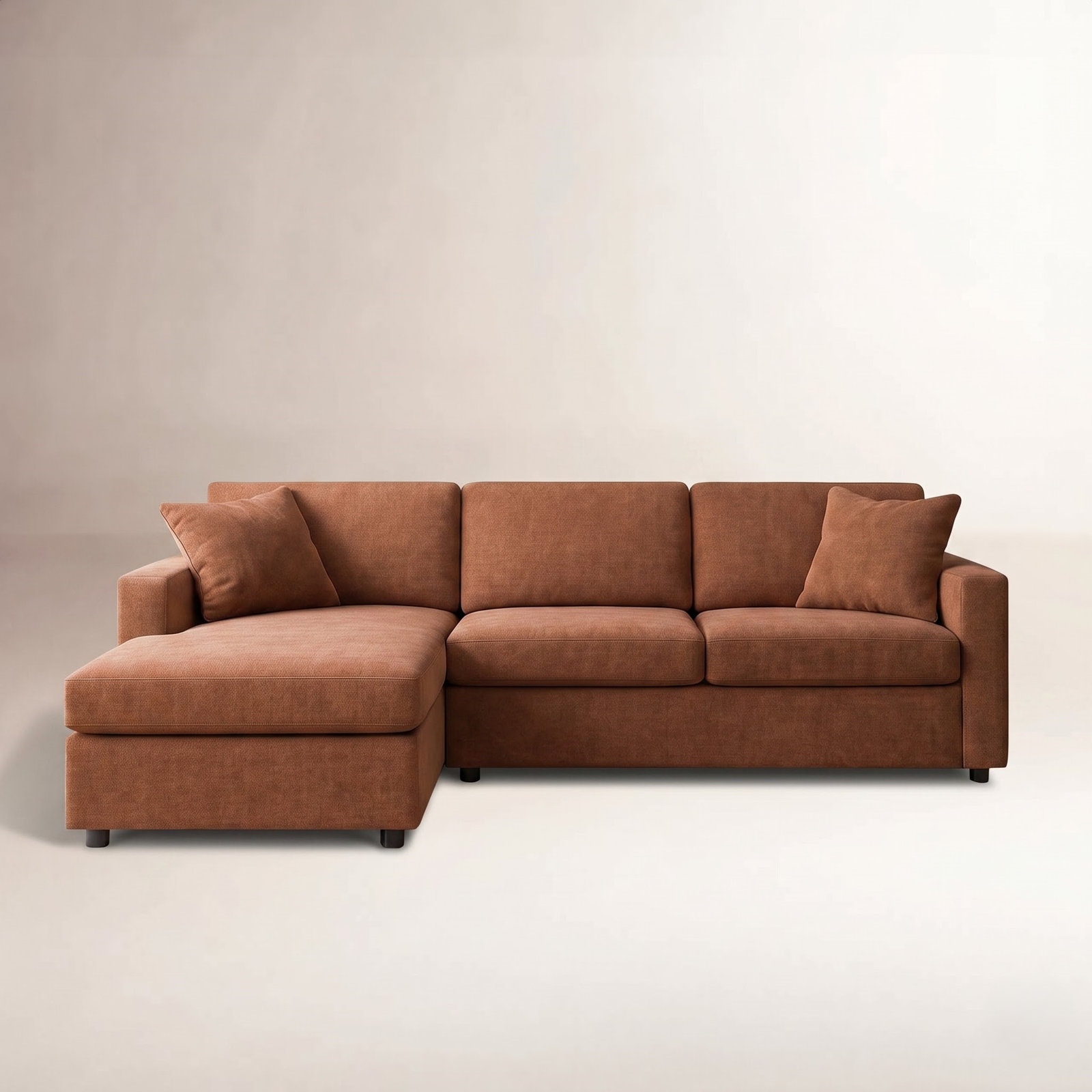 Modular Sectional, 36" H x 109" W x 68"D, Left Hand Facing, Brown Polyester