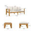 Ensemble de conversation pour patio 3 pièces - Canapé modulaire relaxant avec structure et coussins en bois massif - Brun naturel