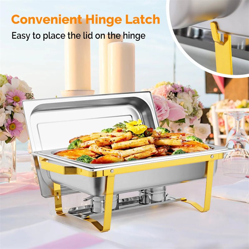 9 QT Stainless Steel Rectangle Chafing Dish 2 Set