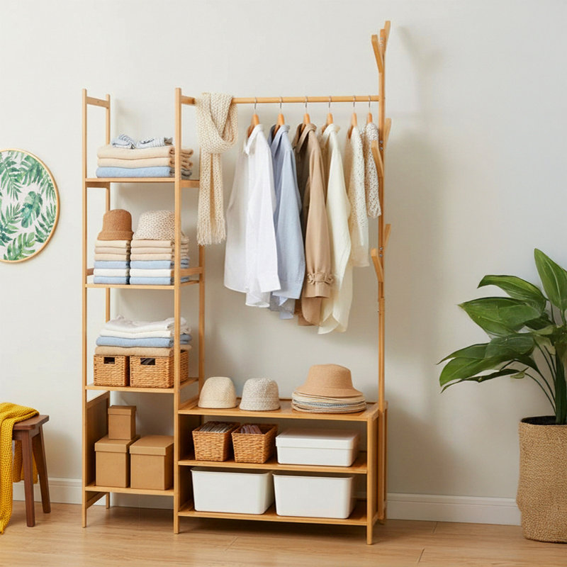 100cm Clothing Rack, Natural Wood