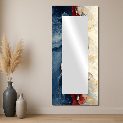Coucher de soleil sur les vagues du champ de coquelicots d'hiver - Art mural miroir floral - imprimé sur métal