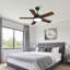  Ventilateur de plafond noir et moderne de 42 po avec grande lumière DEL et télécommande Cissline pour chambres à coucher et salles à manger