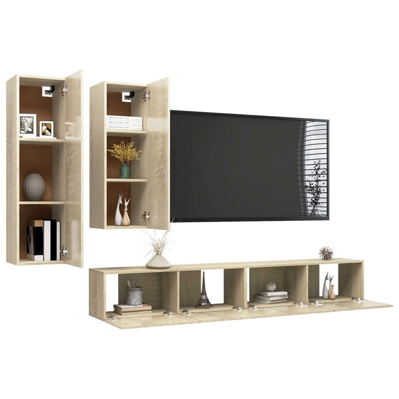 Latitude Run® 4 Piece TV Cabinet Set Sonoma Oak Chipboard, Sonoma Oak