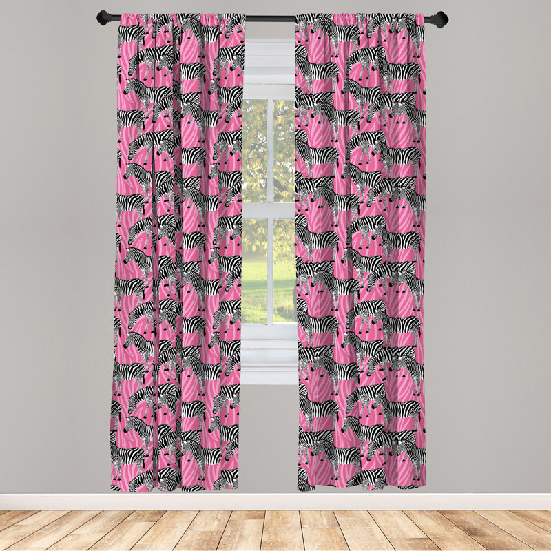 Zebra Semi-Sheer Rod Pocket Curtain Panels, 28" x 84"