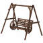 Banc de balancelle en bois 2 places avec support en A, roue de chariot et accoudoirs