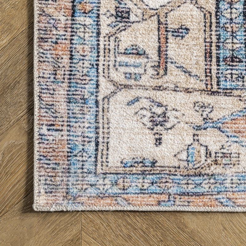 Eleanor SpinClean Machine Washable Distressed Medallion Area Rug, Rectangle 8' x 10'