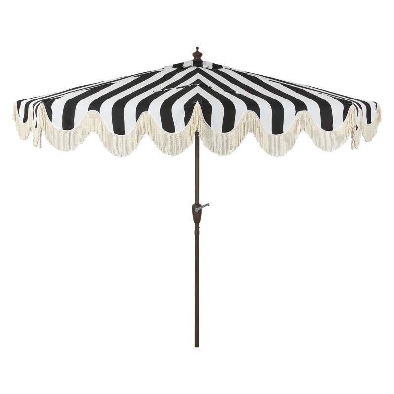 black and white patio umbrella 6.5 ft Striped Italian Umbrellas dyed acrylic cover California Umbrella 8.5' Pagoda Series