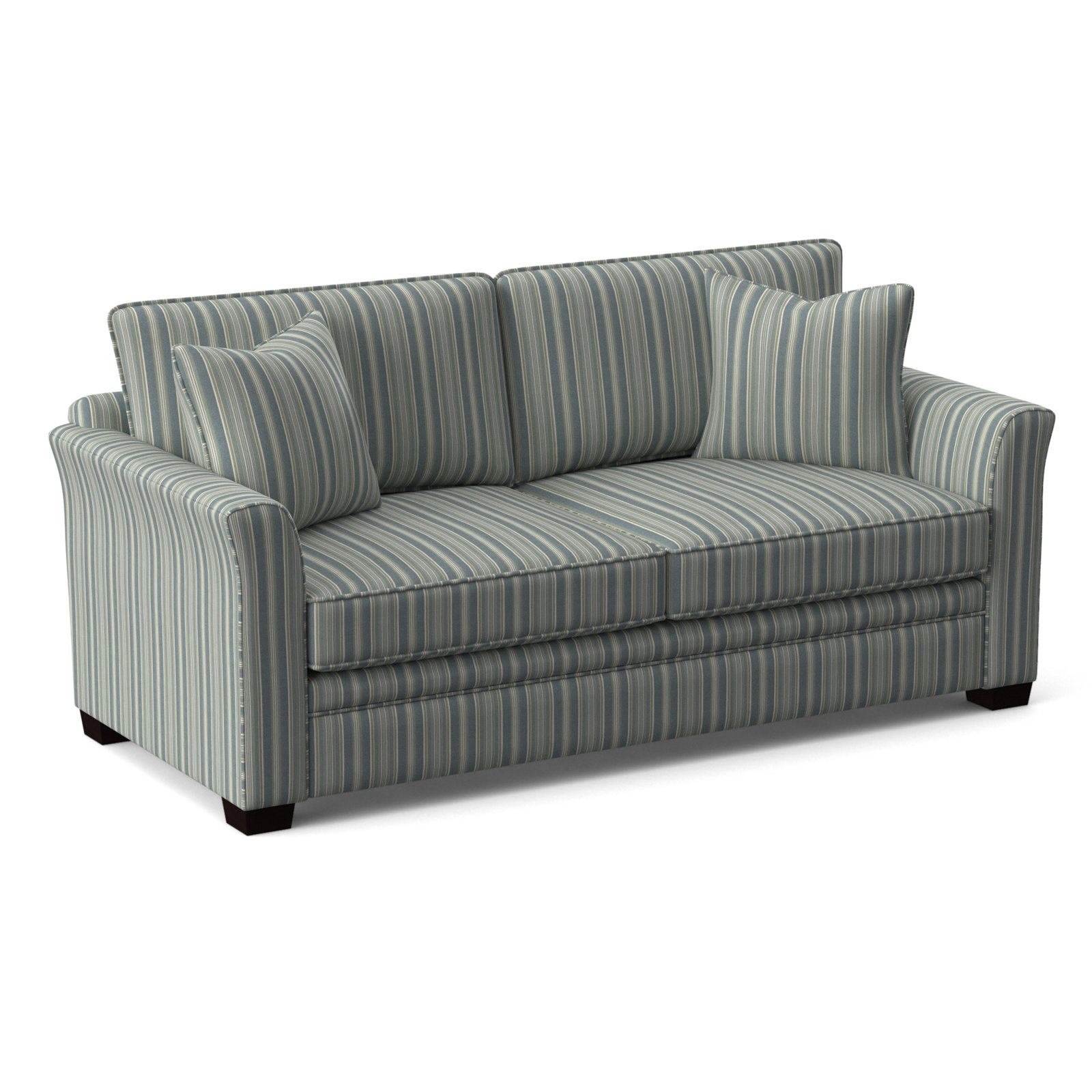 Bridgeport 85'' Upholstered Sofa, Green and Blue Stripe; 0252-54, Java Finish