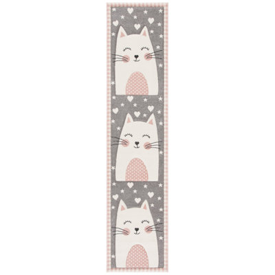  Glantz Kids Cat Print Pink / Gray Area Rug