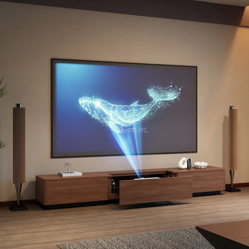 Meuble télé 126 po Walunt, Naturel, H 13,4 po x L 102,3 po x l 16,9 po