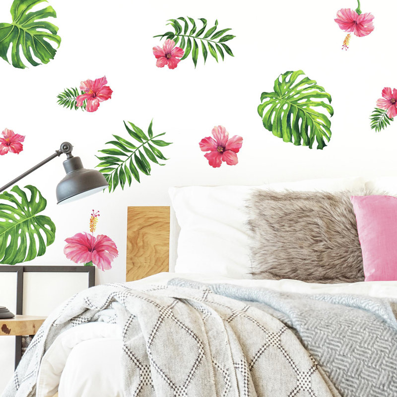 Décalcomanie murale fleur de hibiscus tropicale